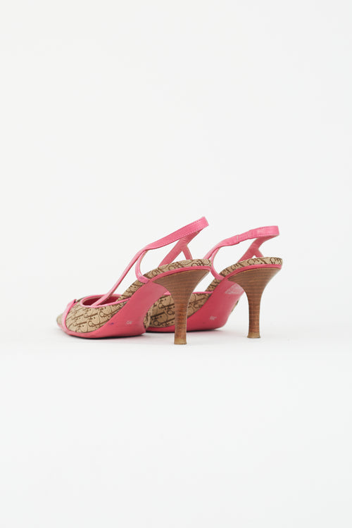 Dior Brown & Pink Monogram Slingback Heel