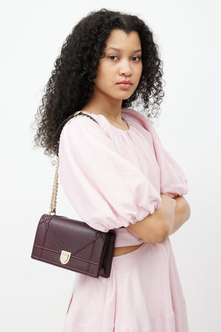 Dior Burgundy & Pale Gold Diorama Shoulder Bag