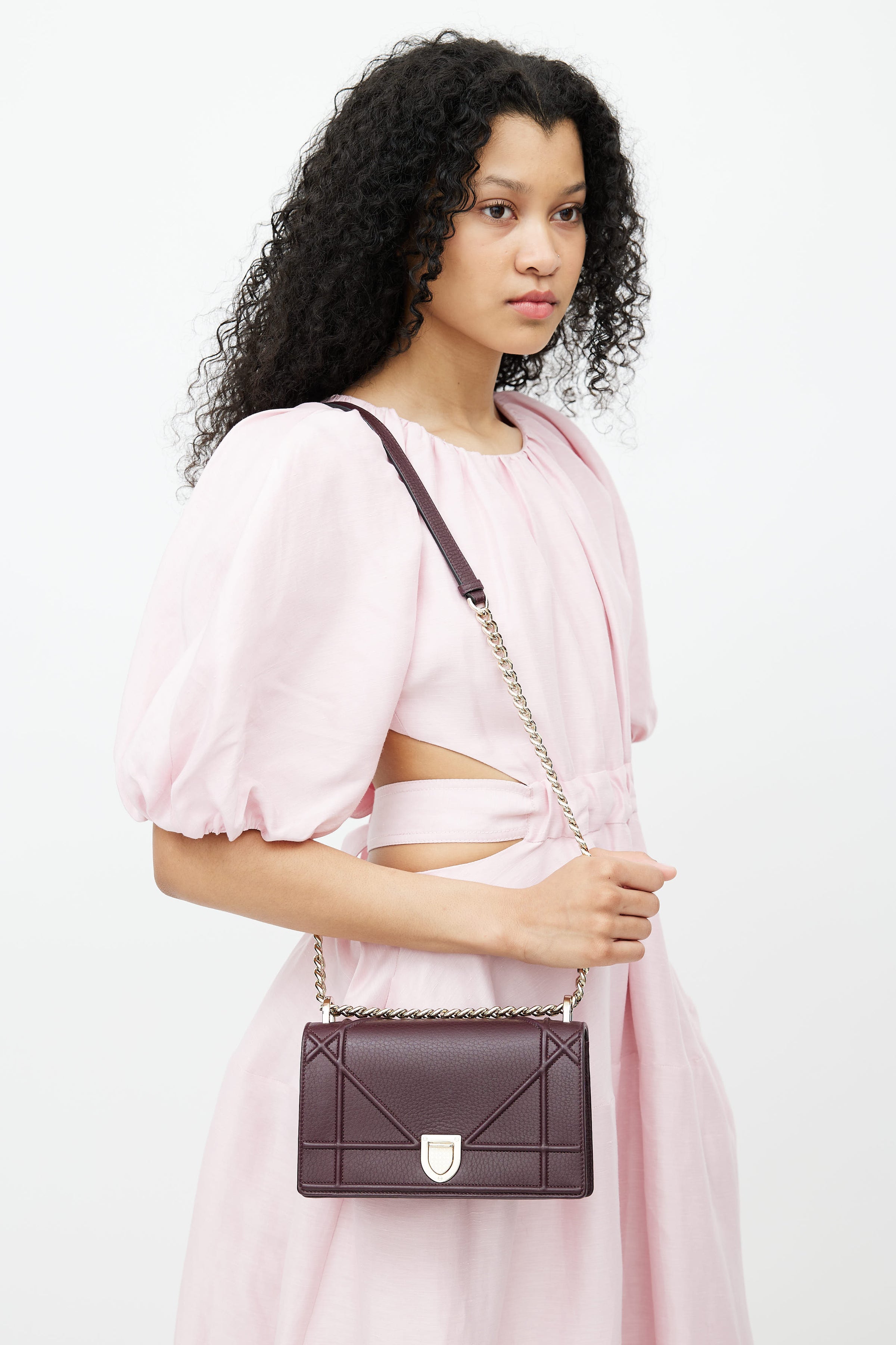 Dior // Burgundy & Pale Gold Diorama Shoulder Bag – VSP Consignment