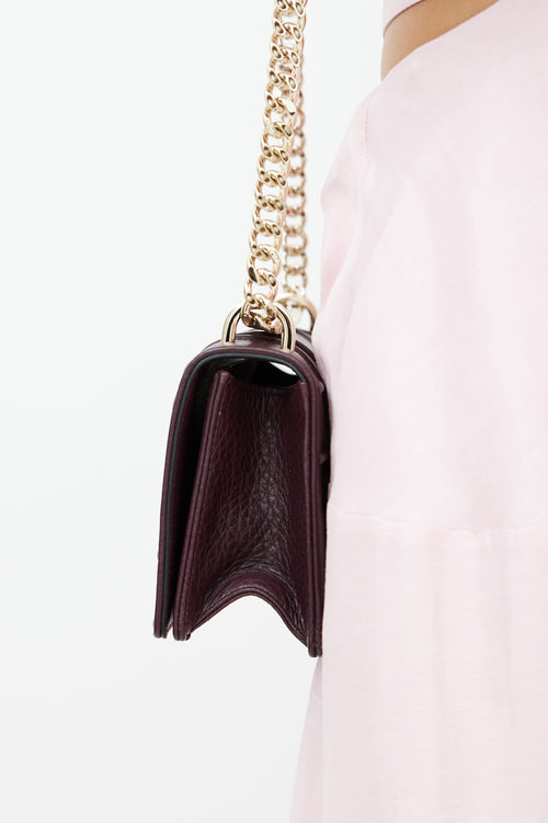 Dior Burgundy & Pale Gold Diorama Shoulder Bag