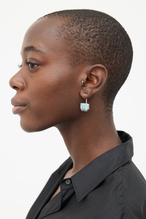 Dior Cruise 2015 Silver & Turquoise Gem Drop Earring