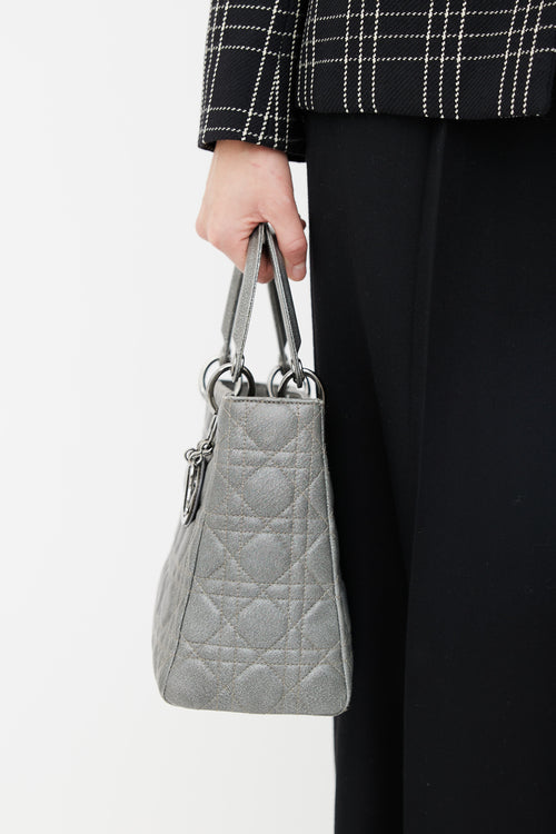 Dior Gunmetal Silver Lady Bag