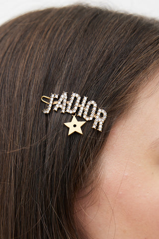 Dior Gold-Tone Crystal Hair Clip