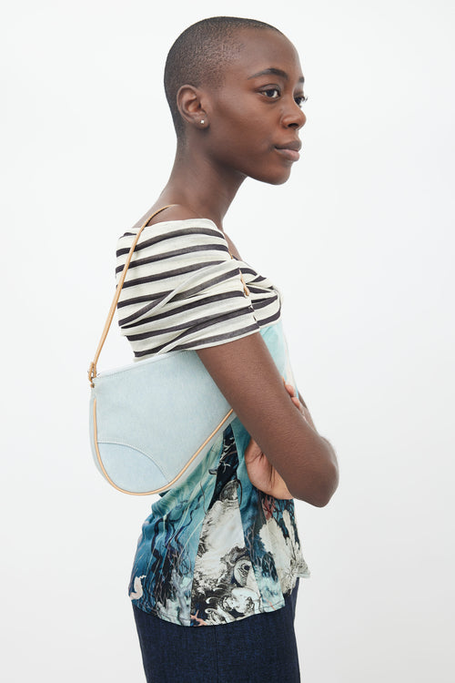 Dior Light Blue Saddle Denim Mini Shoulder Bag