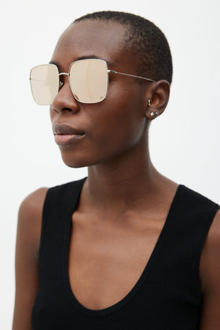 Dior Silver 010SQ Stellaire Rectangular Sunglasses