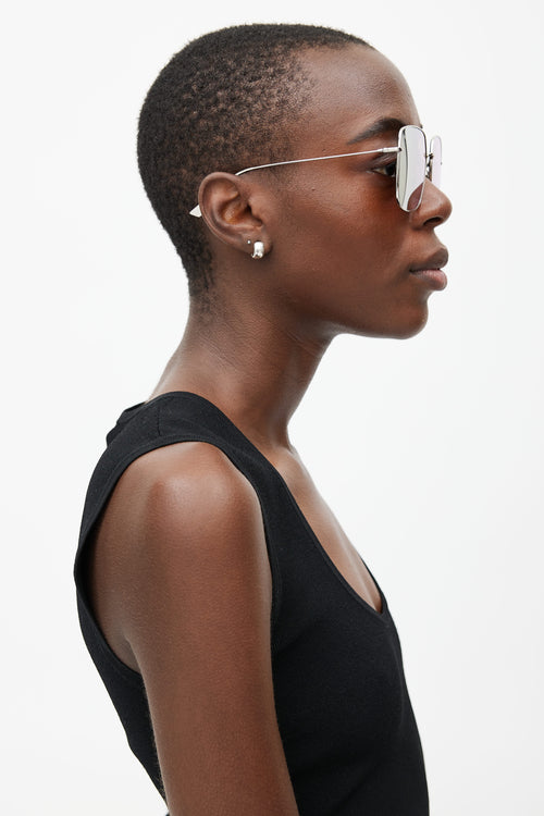 Dior Silver 010SQ Stellaire Rectangular Sunglasses