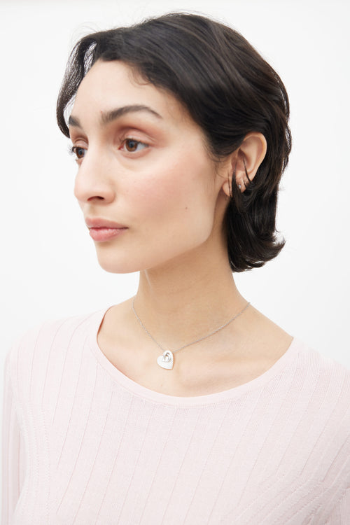 Dior Silver-Tone Heart & D Pendant Necklace