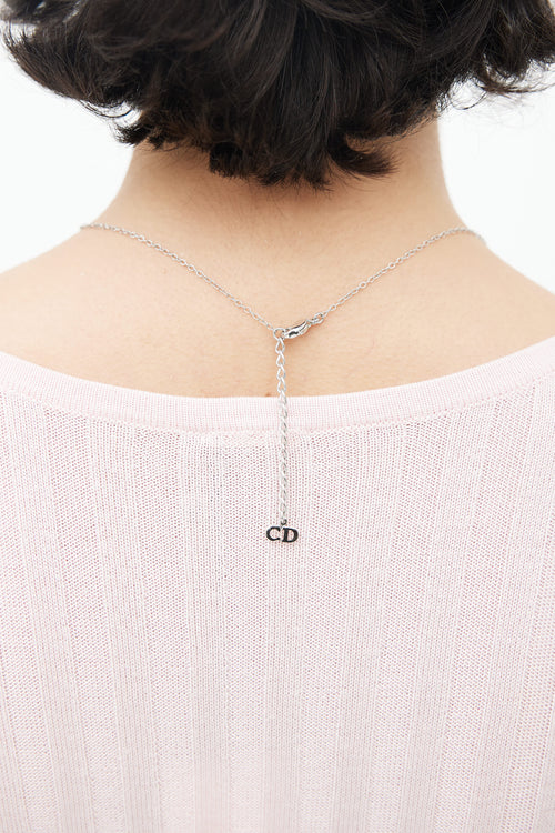 Dior Silver-Tone Heart & D Pendant Necklace