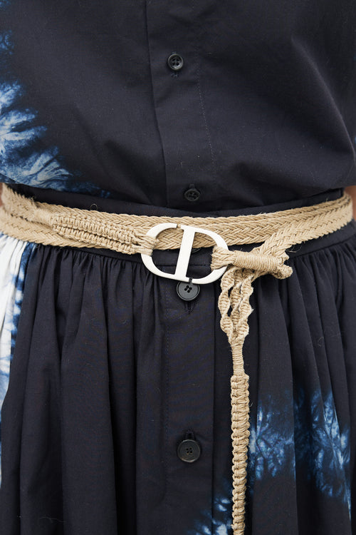 Dior Spring 2020 Beige Raffia Rope Wrap Belt