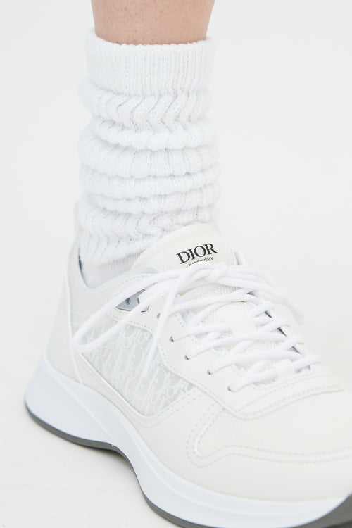 Dior White & Grey Leather B25 Runner Sneaker