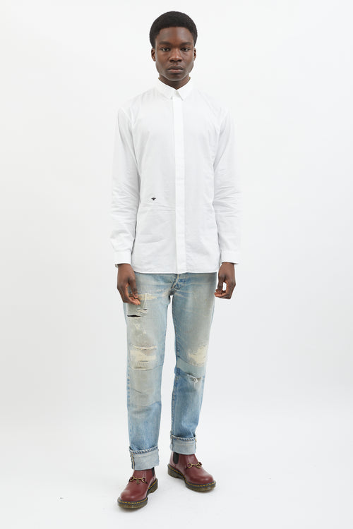 Dior White Button Up Long Sleeve Shirt