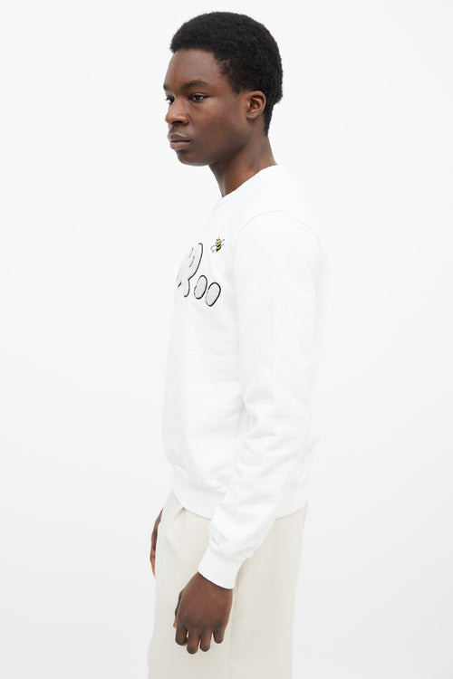 Dior X Kaws White Cotton & Grey Logo Sweater