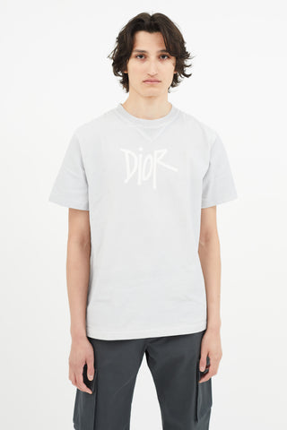 Dior x Shawn Stussy SS 2020 Grey Logo T-Shirt