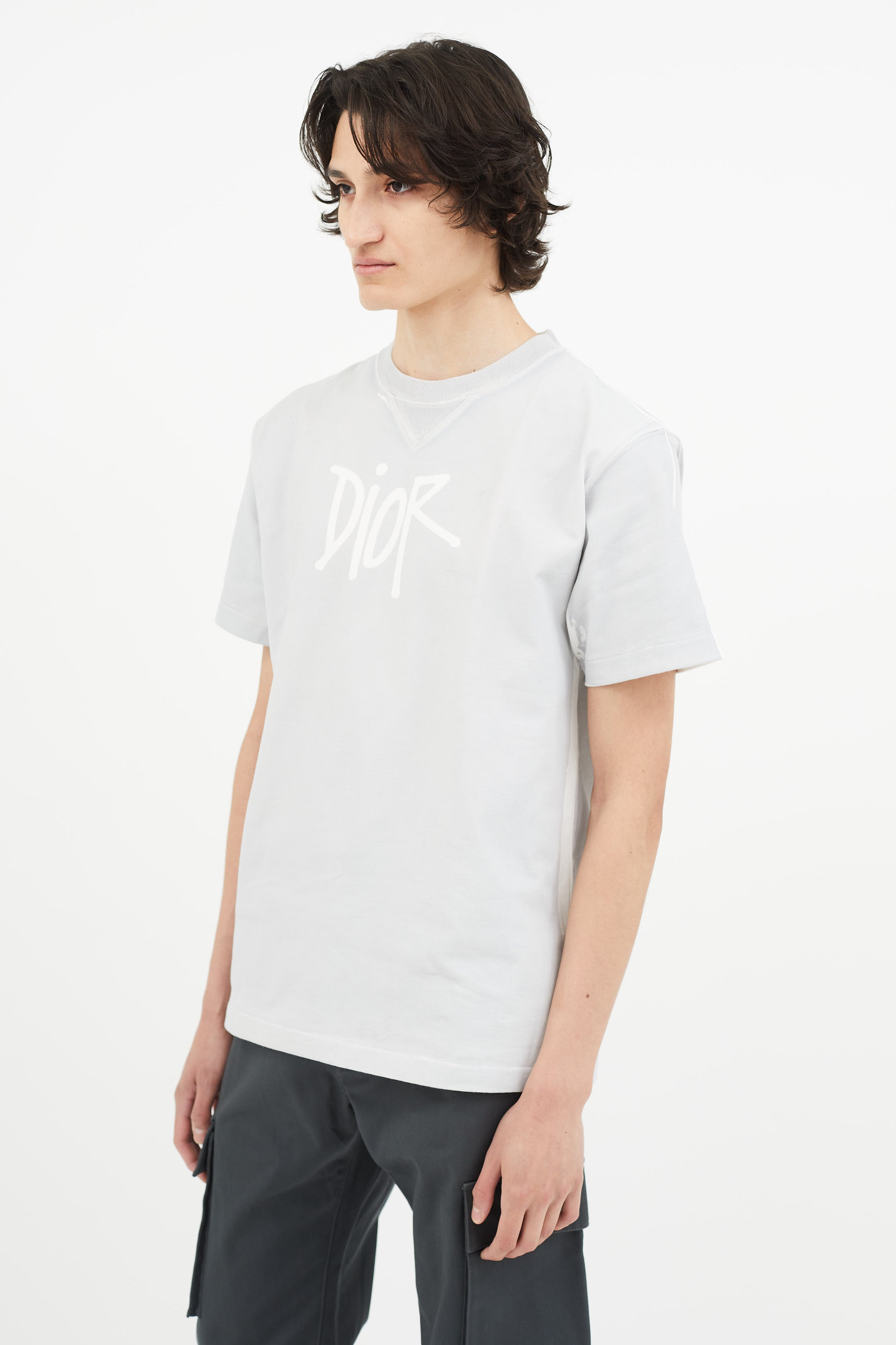 Dior // x Shawn Stussy SS 2020 Grey Logo T-Shirt – VSP Consignment