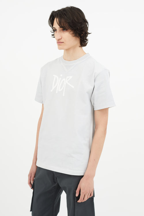 Dior x Shawn Stussy SS 2020 Grey Logo T-Shirt