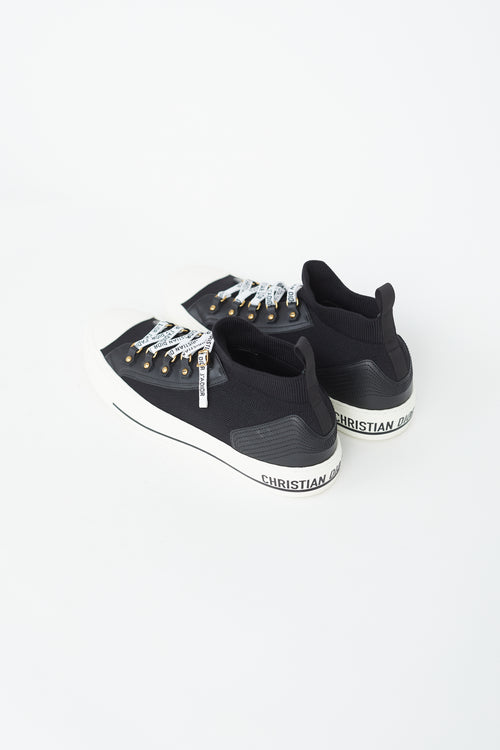 Dior Black Knit & Leather Walk'N'Dior High-Top Sneaker