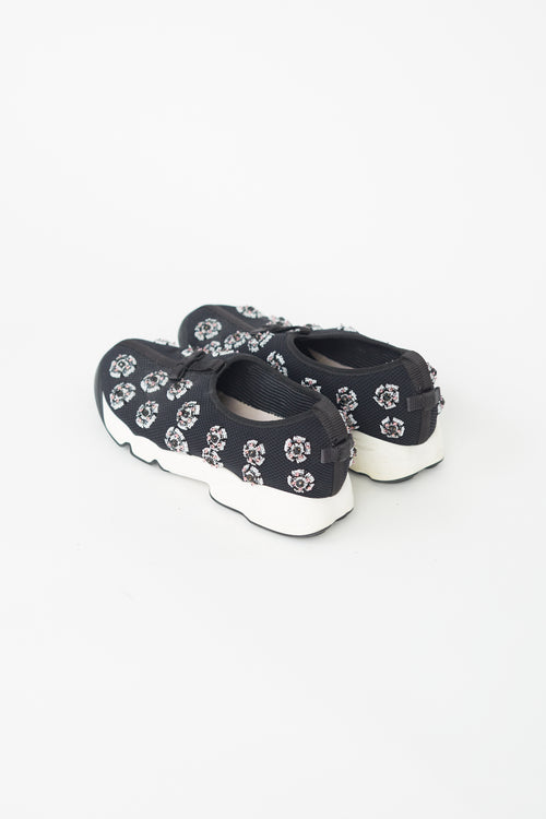 Dior Black Multi Flower Embellished Fusion Sneaker