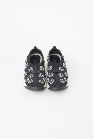 Dior Black Multi Flower Embellished Fusion Sneaker