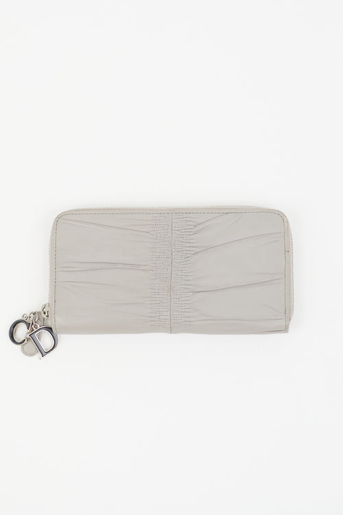 Dior Grey Leather Ruched Zip Wallet