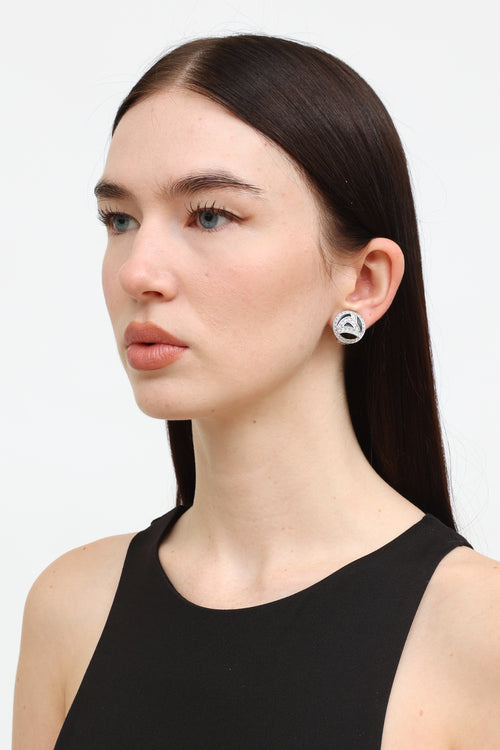Dior Vintage Silver & Black Clip Earrings