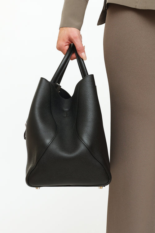 Dior Black Leather Open Bar Tote Bag