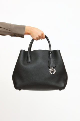 Dior Black Leather Open Bar Tote Bag