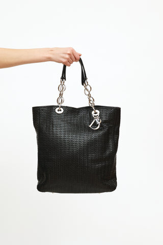 Dior Black Woven Leather Tote Bag