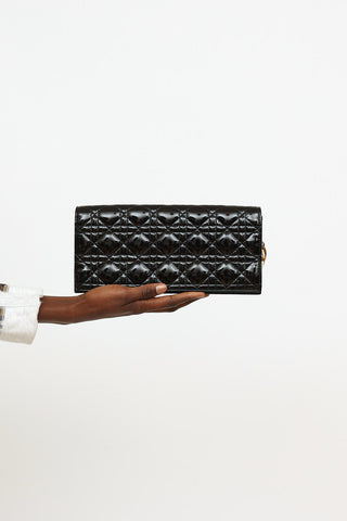 Dior Black Patent Cannage Lady Dior Clutch Handbag