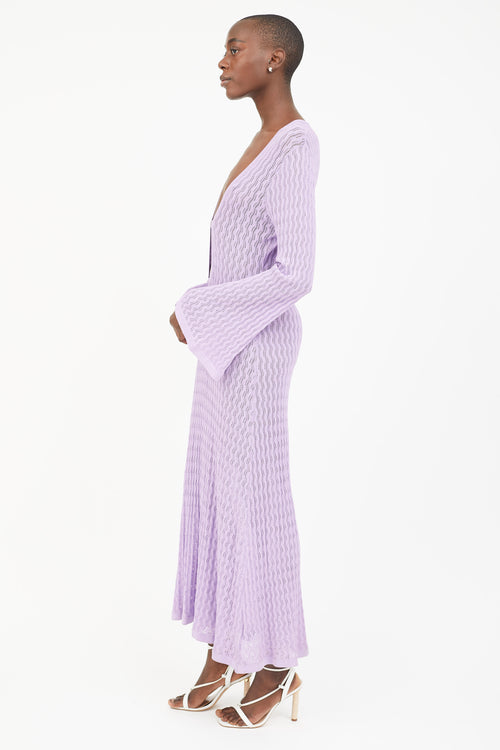 Dodo Bar Or Purple Maya Sheer Knit Long Sleeve Dress