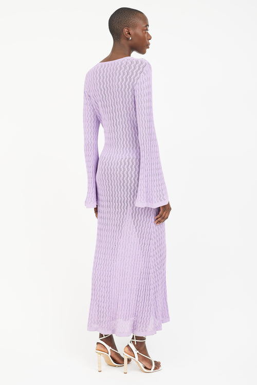 Dodo Bar Or Purple Maya Sheer Knit Long Sleeve Dress