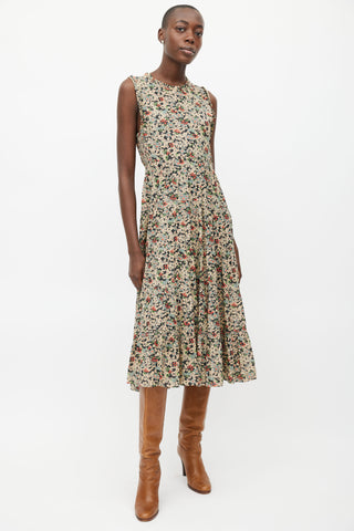 Dôen Beige & Multi Floral Print Maxi Dress