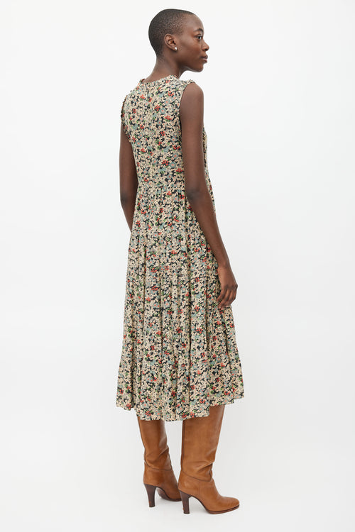 Dôen Beige & Multi Floral Print Maxi Dress