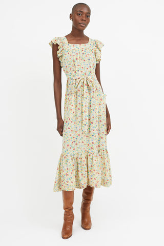 Dôen Yellow Floral Belted  Dress