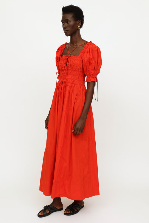 Dôen Red Souvenir Cotton Maxi Dress