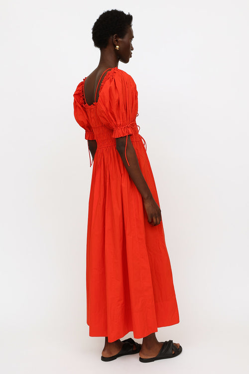 Dôen Red Souvenir Cotton Maxi Dress