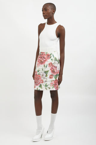 Dolce & Gabbana White & Floral Design Skirt