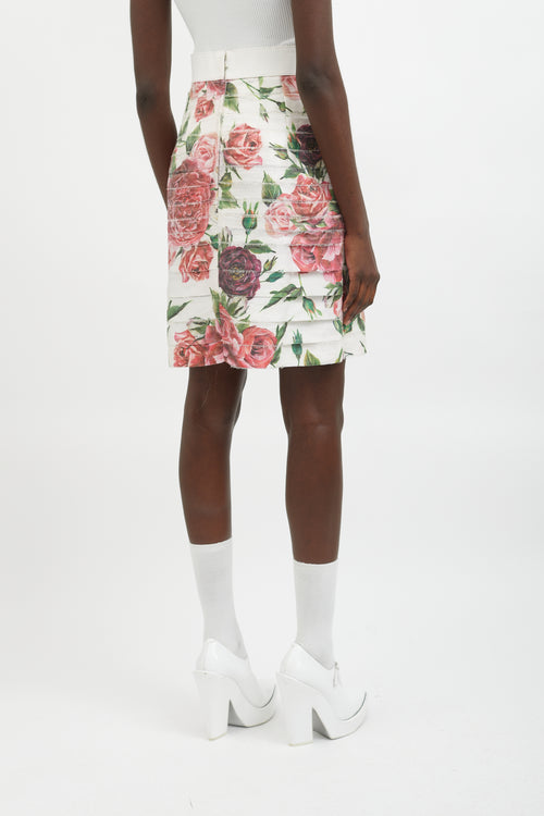 Dolce & Gabbana White & Floral Design Skirt