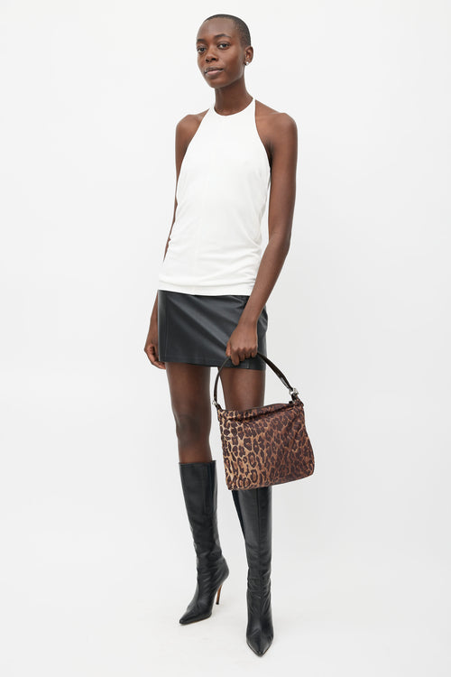 Dolce & Gabbana Brown Print Nylon Shoulder Bag