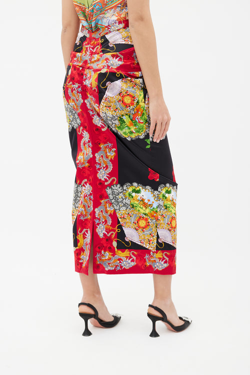 Dolce & Gabbana 1999 Multicolor Printed Silk Maxi  Skirt