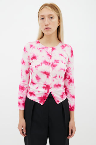 Dolce & Gabbana Pink Silk Tie-Dye Button-Up Cardigan