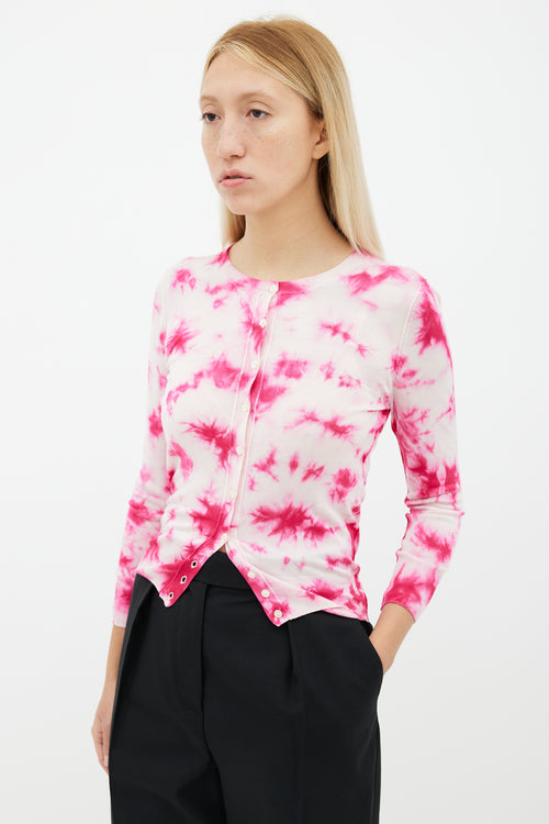 Dolce & Gabbana Pink Silk Tie-Dye Button-Up Cardigan
