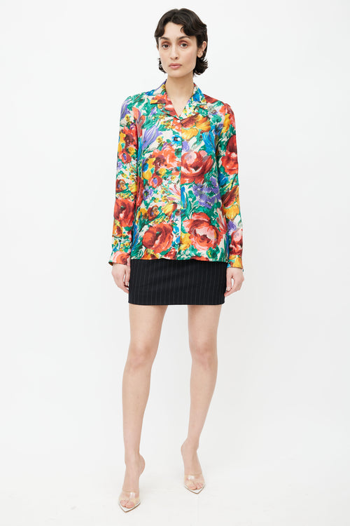 Dolce & Gabbana Multicolour Silk Floral  Shirt