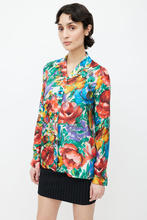 Dolce & Gabbana Multicolour Silk Floral  Shirt