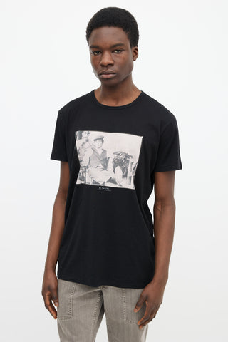 Dolce & Gabbana Black Cotton & Beige Al Pacino Graphic Print T-Shirt