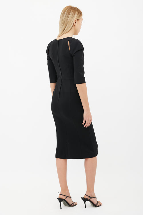 Dolce & Gabbana Black V-Neck Cut-Out Midi Dress