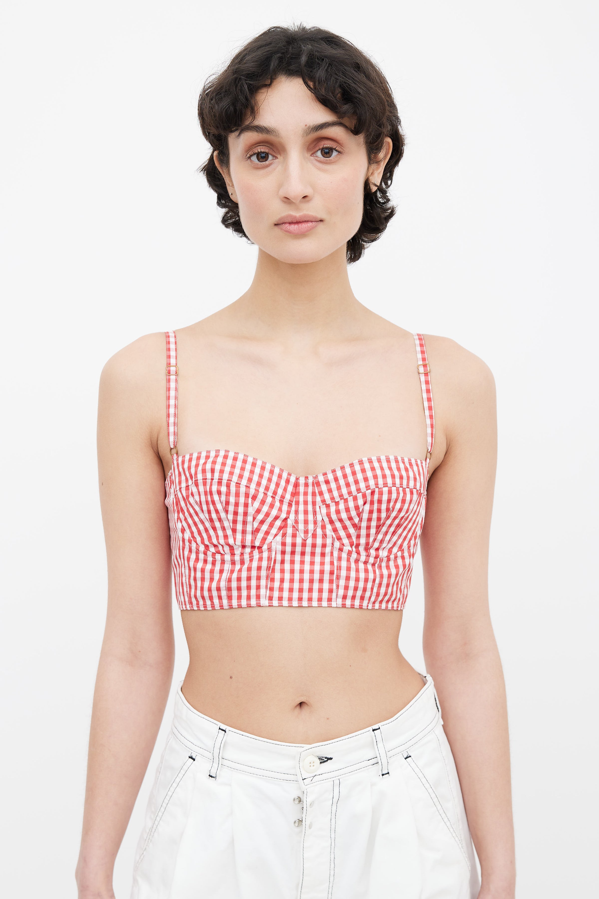 Dolce & Gabbana // Red & White Gingham Pattern Bralette Top – VSP  Consignment