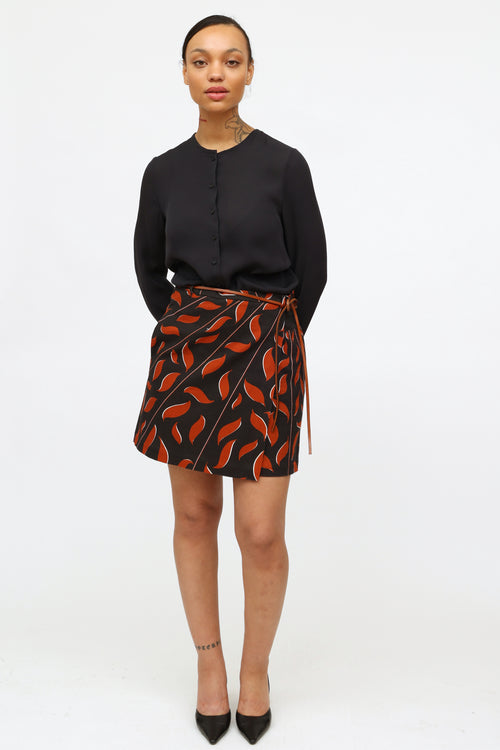 Dorothee Schumacher Black & Orange Pattern Skirt