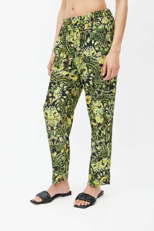 Dries Van Noten Black & Green Floral Trouser