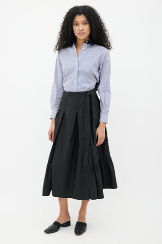 Dries Van Noten Black Pleated Tie Maxi Skirt
