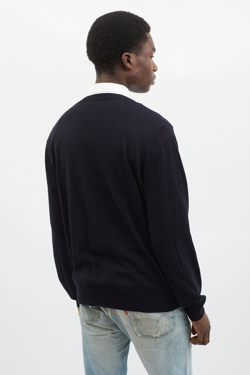 Dries Van Noten Black V-Neck Long Sleeve Sweater